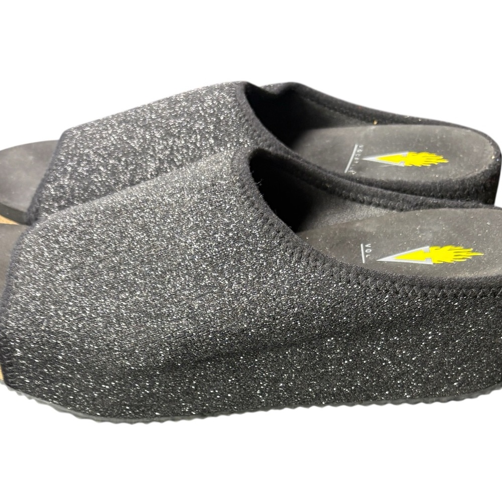 Volatile Black Glitter Platform Slide Sandals Spa… - image 3